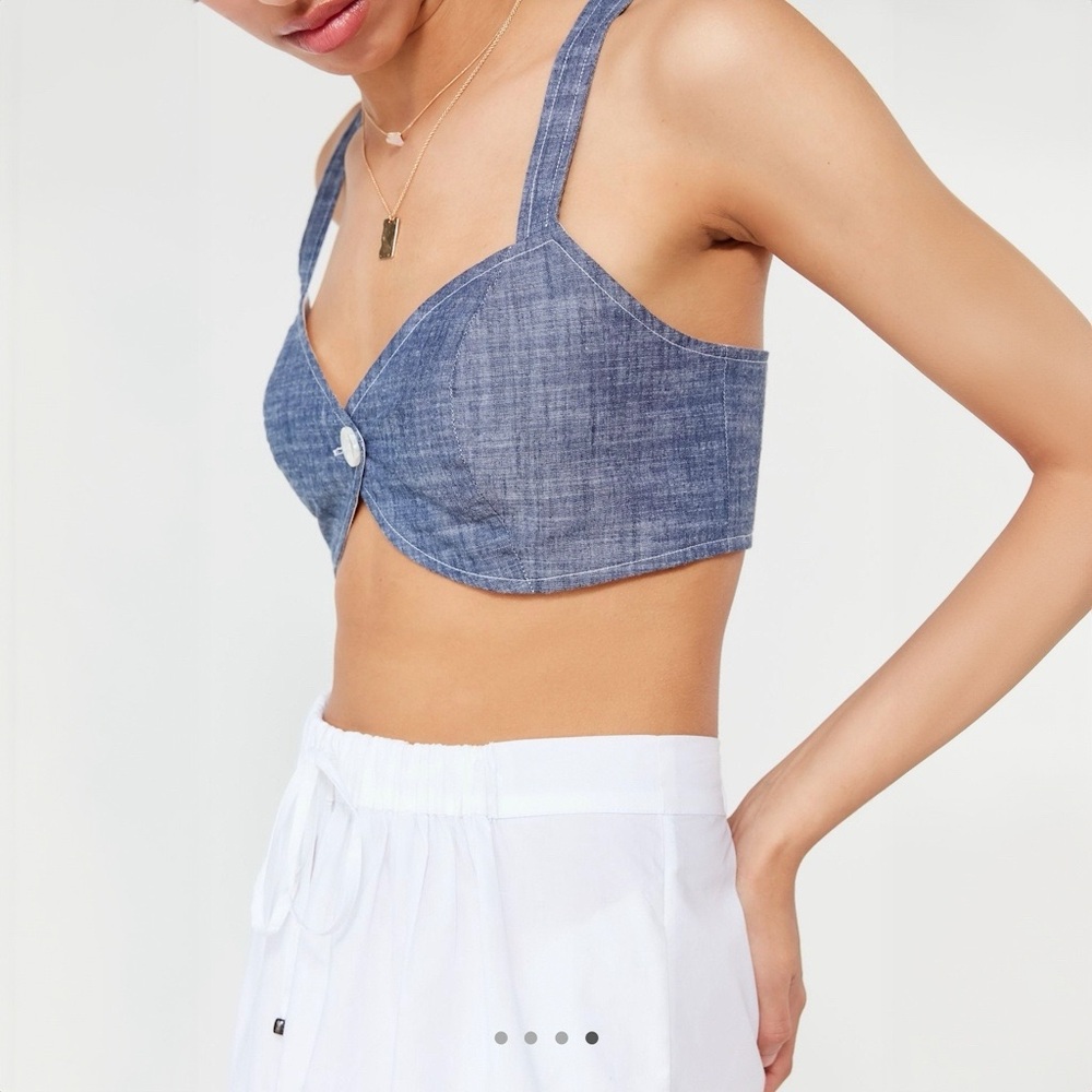 Urban Outfitters Cindy Chambray Bra Top in Sky